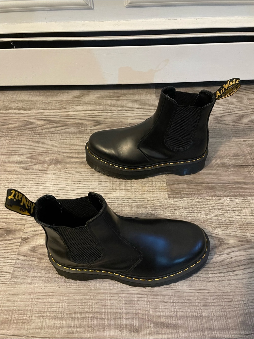 Dr. Martens Black Leather Chelsea Boots with Yellow Stitching - Picture 3 of 7